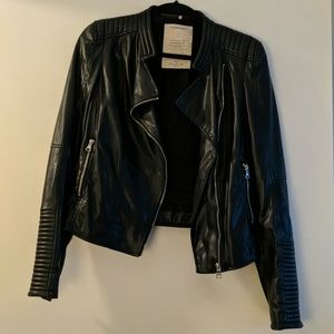 Zara Trafaluc Soft Faux Leather Black Jacket, M
